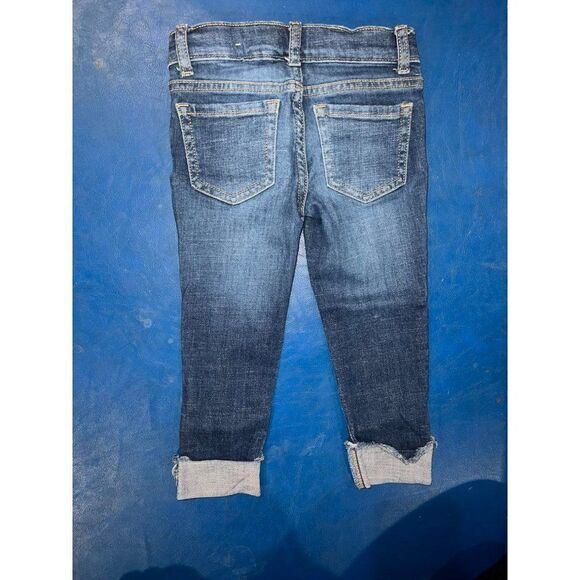 Girls Distressed Roll Cuff Straight Jeans - Miley Wash (5) - Picture 2 of 2